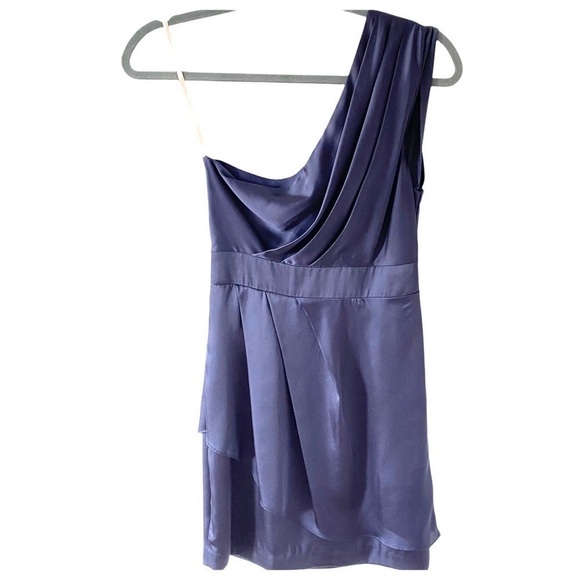 NWT BCBGeneration Galaxy Blue Pleated One-Shoulder Cocktail Dress Size 2 - Picture 9 of 14
